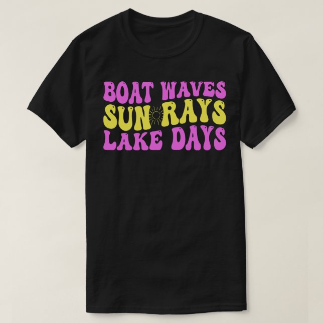 Camiseta olas de barco rayos solares días del lago (Diseño del anverso)