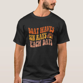 Camiseta Olas de barco Sun Rays Beach Days Cute Retro Veran