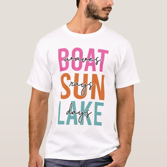 Camiseta Olas de barco Sun Rays Lake Day Retro (Anverso)