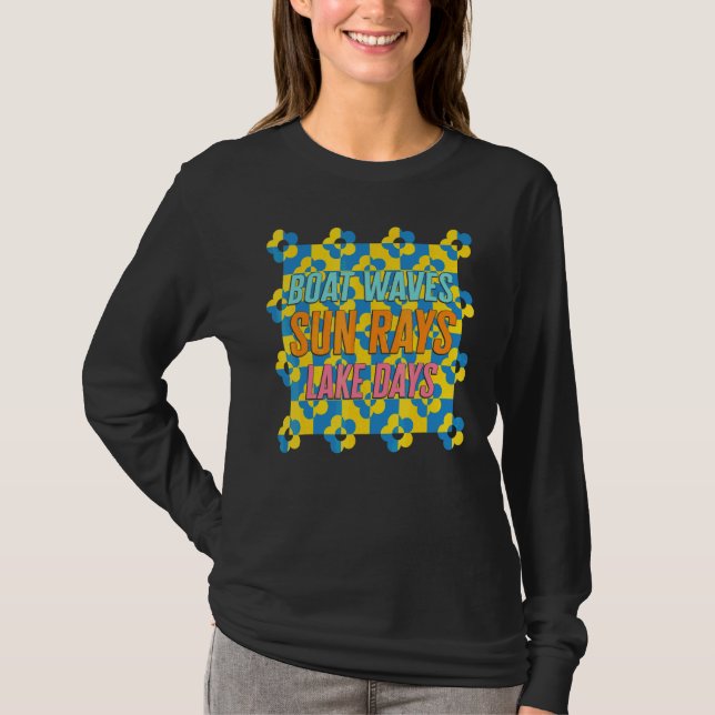 Camiseta Olas de barco Sun Rays Lake Days (Anverso)
