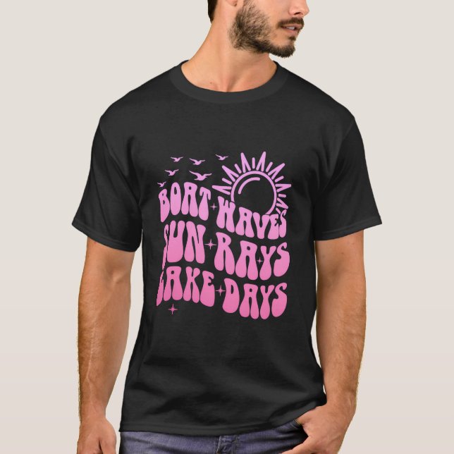 Camiseta Olas de barco Sun Rays Lake Days Capitán Bote (Anverso)