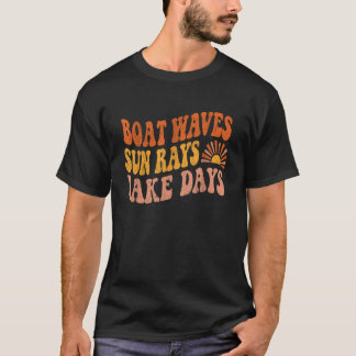 Camiseta Olas de barco Sun Rays Lake Days Cute Retro 70 Sum