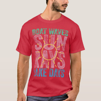 Camiseta Olas de barco Sun Rays Lake Days Cute Retro 70 Sum