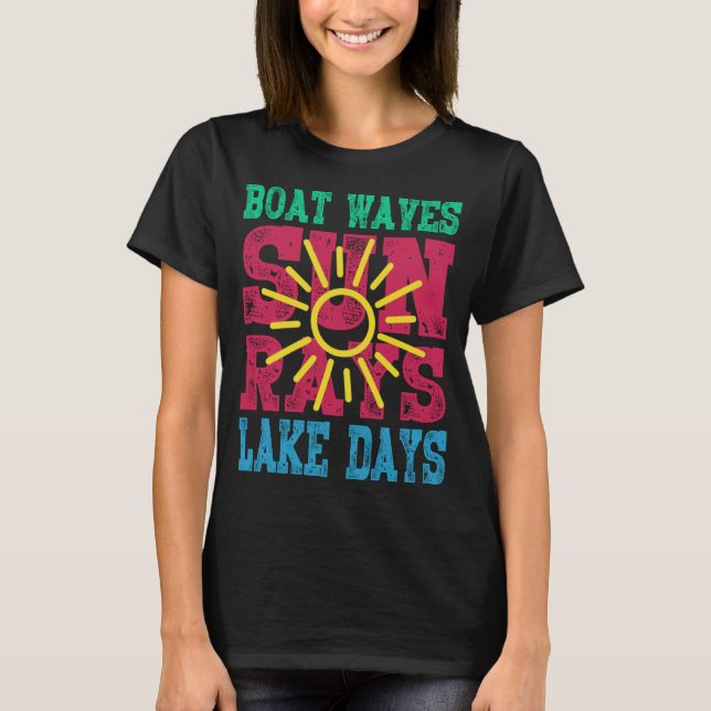 Camiseta Olas de barco Sun Rays Lake Days Cute Retro 70 Sum (Anverso)