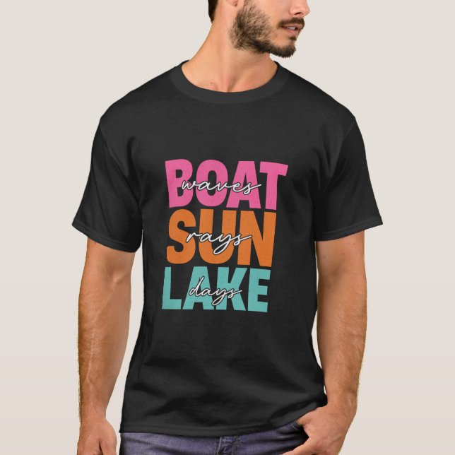Camiseta Olas de barco Sun Rays Lake Days Familia Verano Va (Anverso)