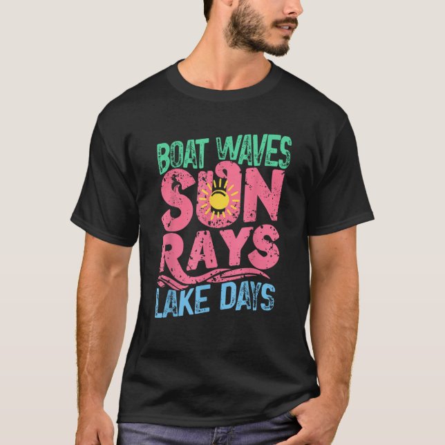 Camiseta Olas de barco Sun Rays Lake Days Vacaciones de ver (Anverso)