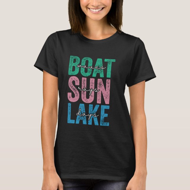 Camiseta Olas de barco Sun Rays Lake Days Vacaciones Retro  (Anverso)