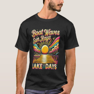 Camiseta Olas de barco Sun Rays Lake Days verano bonito