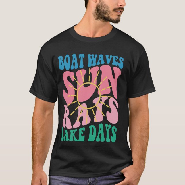 Camiseta Olas de barco Sun Rays Lake Days Verano Retro Groo (Anverso)