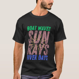 Camiseta Olas de barco Sun Rays River Days Cute Retro Veran