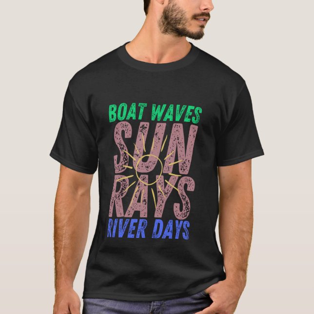 Camiseta Olas de barco Sun Rays River Days Cute Retro Veran (Anverso)