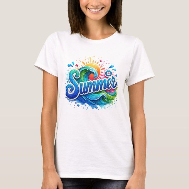 Camiseta Olas de brillo de verano Unisex (Anverso)