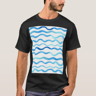 Camiseta Olas de color agua: azul turquesa sin soldadura.