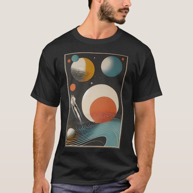 Camiseta Olas de galaxia de arte de la era del espacio de m (Anverso)
