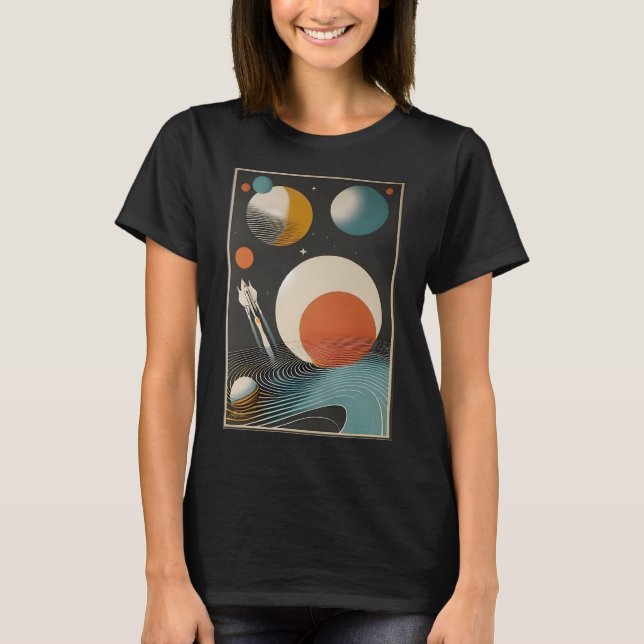 Camiseta Olas de galaxia de arte de la era del espacio de m (Anverso)