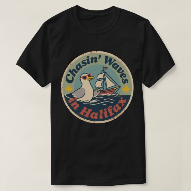 Camiseta Olas de gaviota retro Halifax (Diseño del anverso)