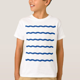 Camiseta Olas de mar azul blanco rayas patrón náutico