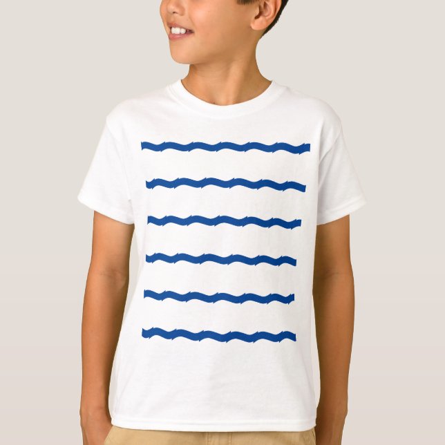 Camiseta Olas de mar azul blanco rayas patrón náutico (Anverso)