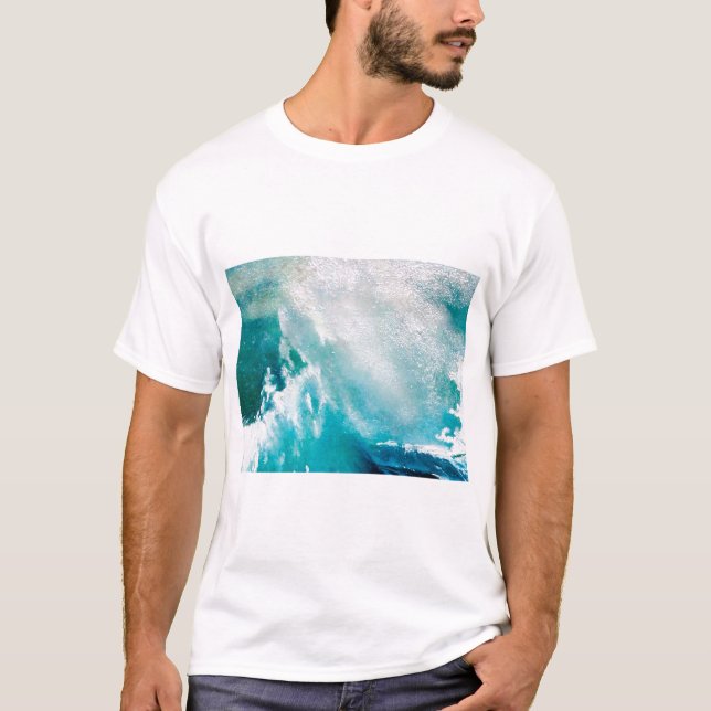 CAMISETA OLAS DE MAR BLANCAS AZULES EN LA TORMENTA (Anverso)