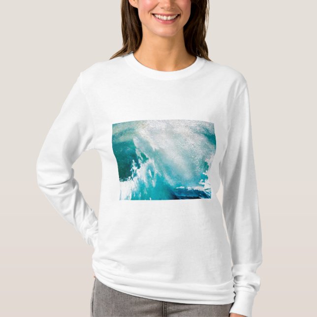 CAMISETA OLAS DE MAR BLANCAS AZULES EN LA TORMENTA (Anverso)