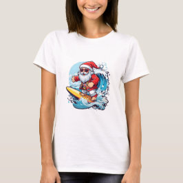 Camiseta Olas de Navidades de surf de Santa Claus