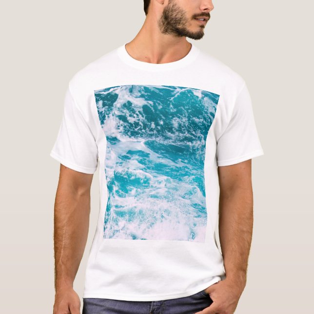 Camiseta Olas de Océano Azul (Anverso)