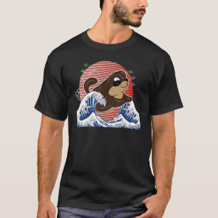 Camiseta Olas de perro lindas mar estilo japonés para perro