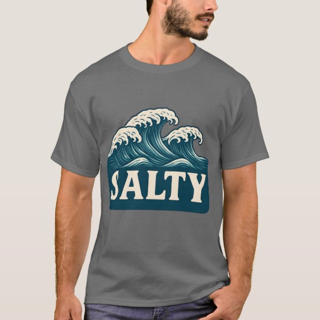 Camiseta Olas de Playa Azules Saladas | Vida Costera (Anverso)