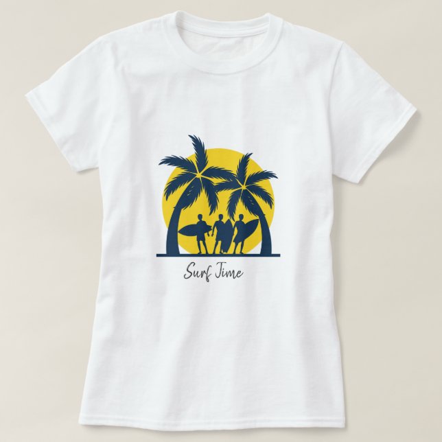 Camiseta Olas de surf, sol y palmeras frescas (Diseño del anverso)