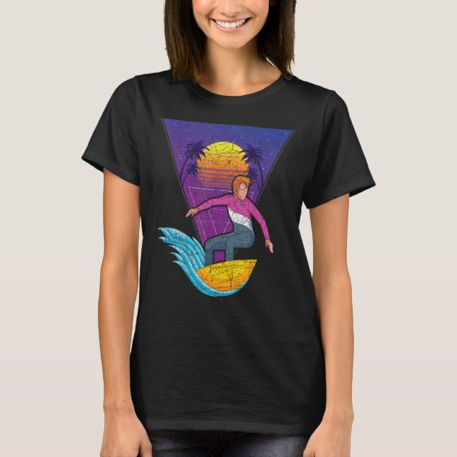 Camiseta Olas de Surfboard Surfieron Palmeras Tropicales Va (Anverso)