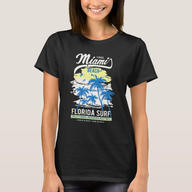 Camiseta Olas de vacaciones de verano en Miami Beach Florid (Anverso)