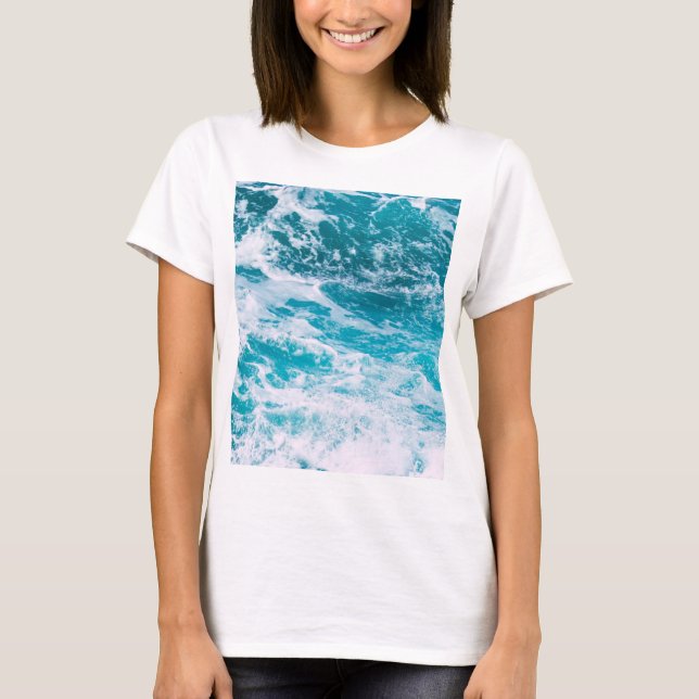 Camiseta Olas del océano azul (Anverso)