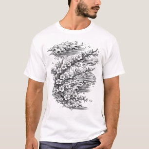 Camiseta Olas del Océano Japonés y Sakura Irezumi Tattoo pa