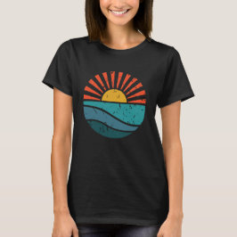 Camiseta Olas del Océano Sol Retro Gráfico Vintage
