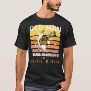 Camiseta Olas Divinas: Viejos y Grupados Hombres Jesús Surf
