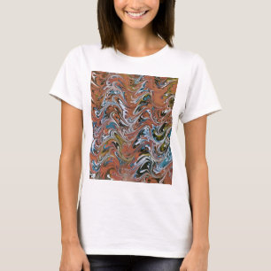 Camiseta Olas en color rojo y azul de barro acrílico Resume
