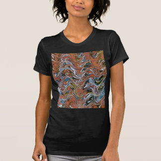 Camiseta Olas en color rojo y azul de barro acrílico Resume