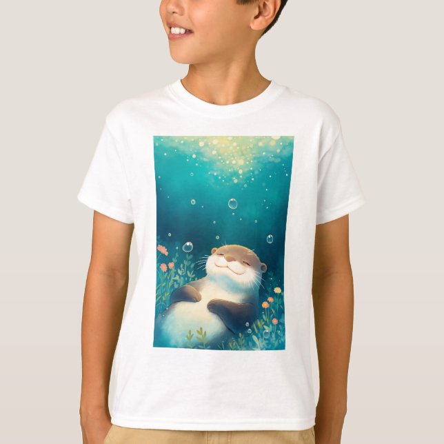 Camiseta Olas Floridas Escape Soñador de Nutria (Anverso)
