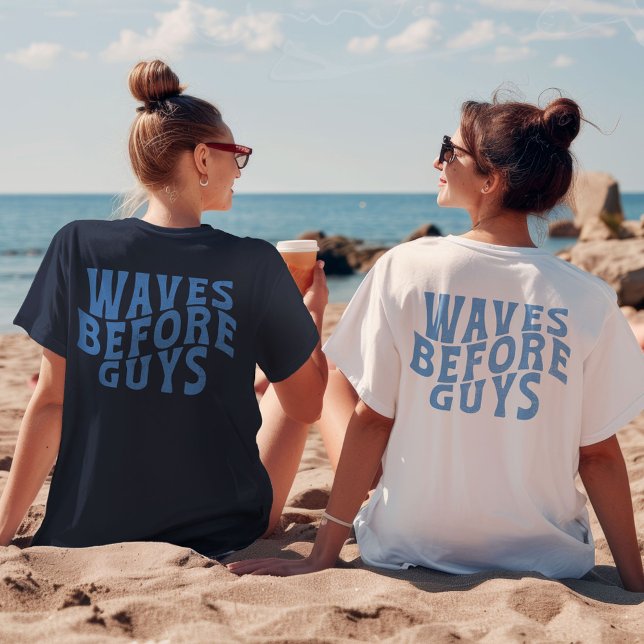 Camiseta Olas frente a hombres vacaciones de verano Chicas  (Waves Before Guys Summer Girls Beach Vacation T-Shirt)