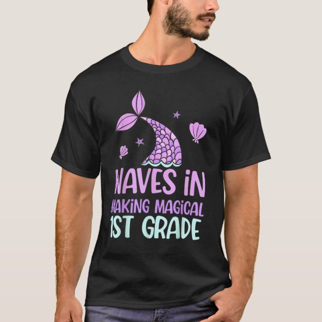 Camiseta Olas mágicas de sirena 1º grado Cute Primer Día Sc (Anverso)