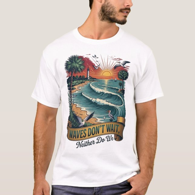 Camiseta Olas No Esperan Cita de Verano Playa (Anverso)