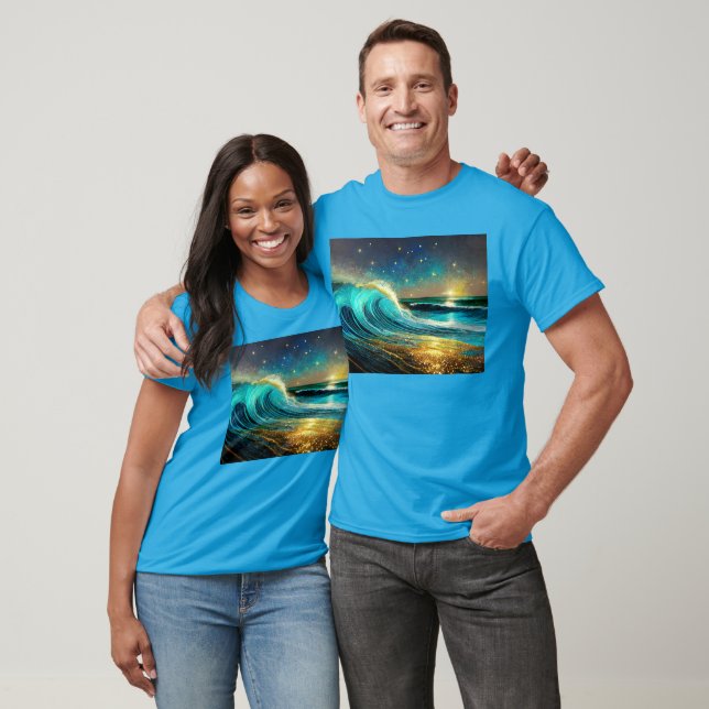Camiseta Olas oceánicas divergentes y relucientes (Unisexo)