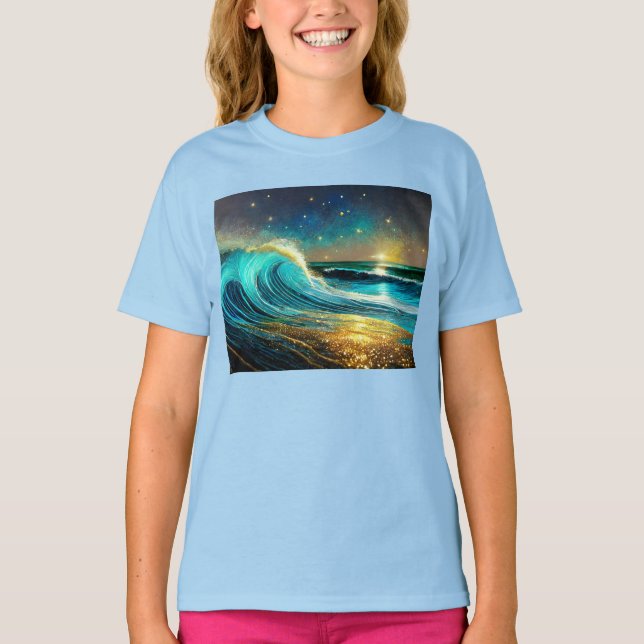 Camiseta Olas oceánicas divergentes y relucientes (Anverso)