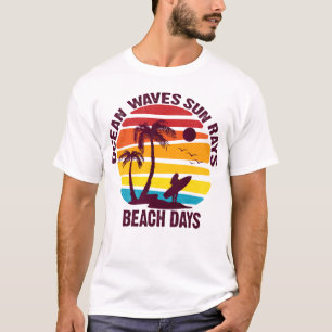 Camiseta olas oceánicas rayos solares días de playa diver