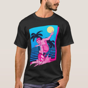Camiseta Olas Synthwave Puesta de sol Palmeras Surfing Arte