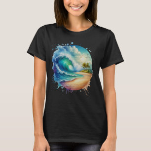 Camiseta Olas Tropicales Obras de arte de acuarela de Ocean