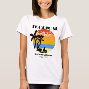 Camiseta Olas Tropicales Playa de Verano Getaway T-Shirt