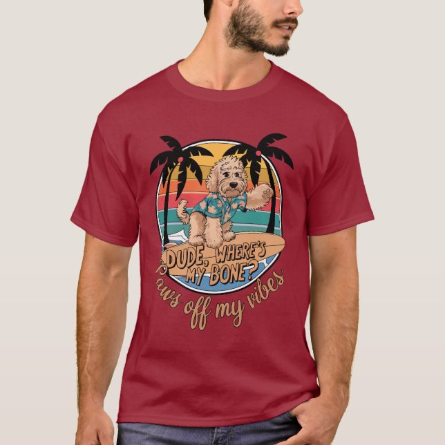 Camiseta Olas Vibraciones de Goldendoodle – Tío, ¿Dónde Est (Anverso)