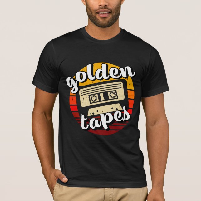 Camiseta old cassette golden tapes old music retro style (Anverso)