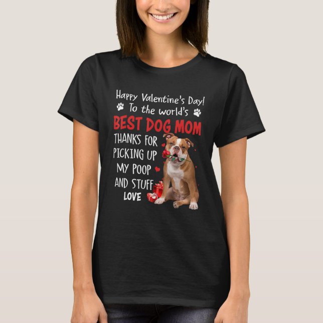 Camiseta Old English Bulldog Best Dog Mom Valentines Day Fu (Anverso)